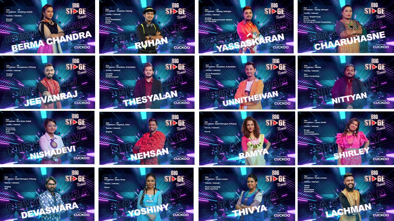 The Top 16 contestants advancing to the quarter-final of Astro’s Big Stage Tamil Season 2