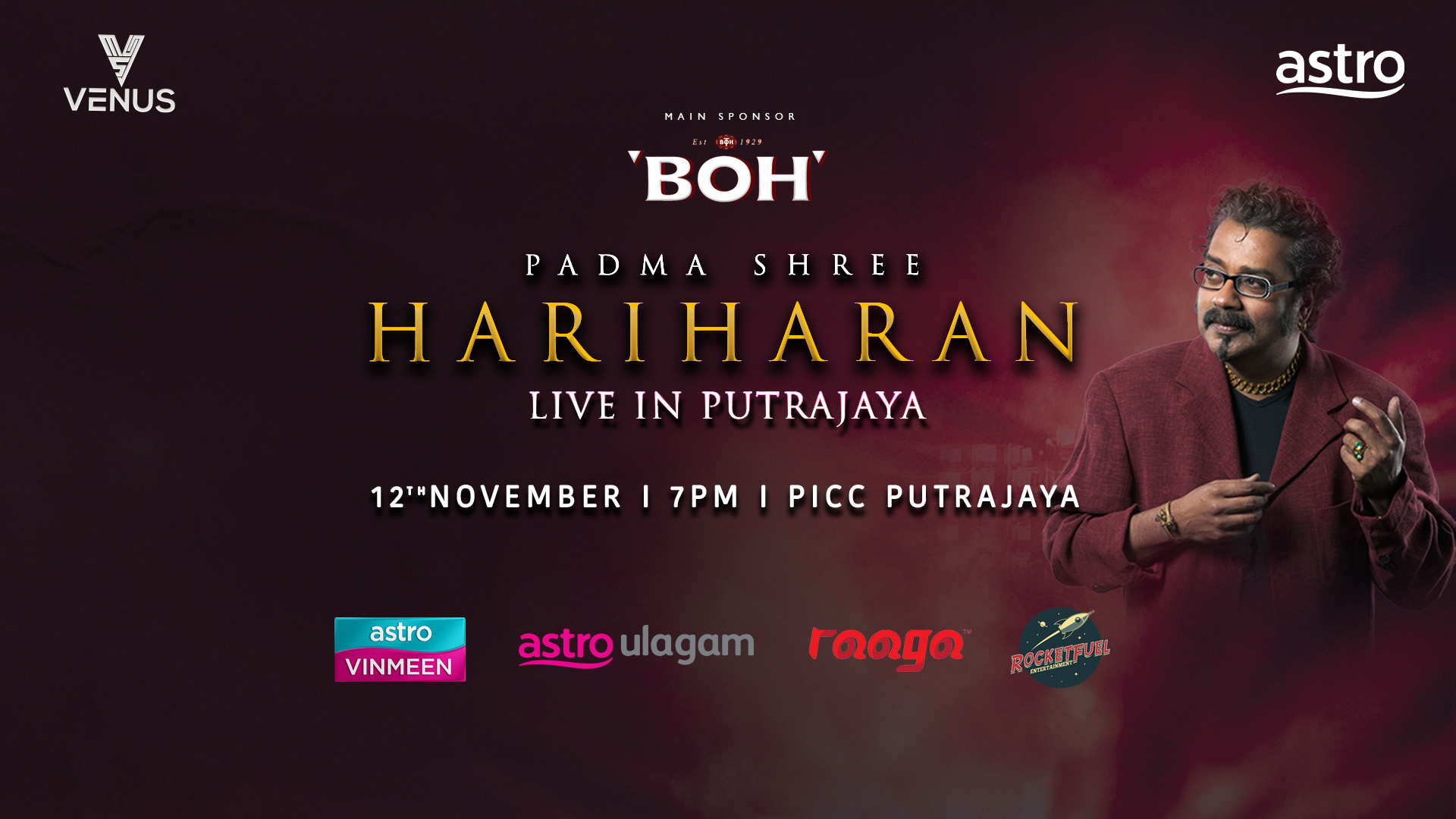 Astro presents ‘Padma Shree Hariharan Live in Putrajaya’ on 12 Nov